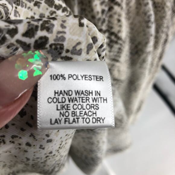 Gibson Womens Dress XS Grey Snake Print Blouson Ruffle Trim Keyhole Mini NWT - Picture 10 of 10